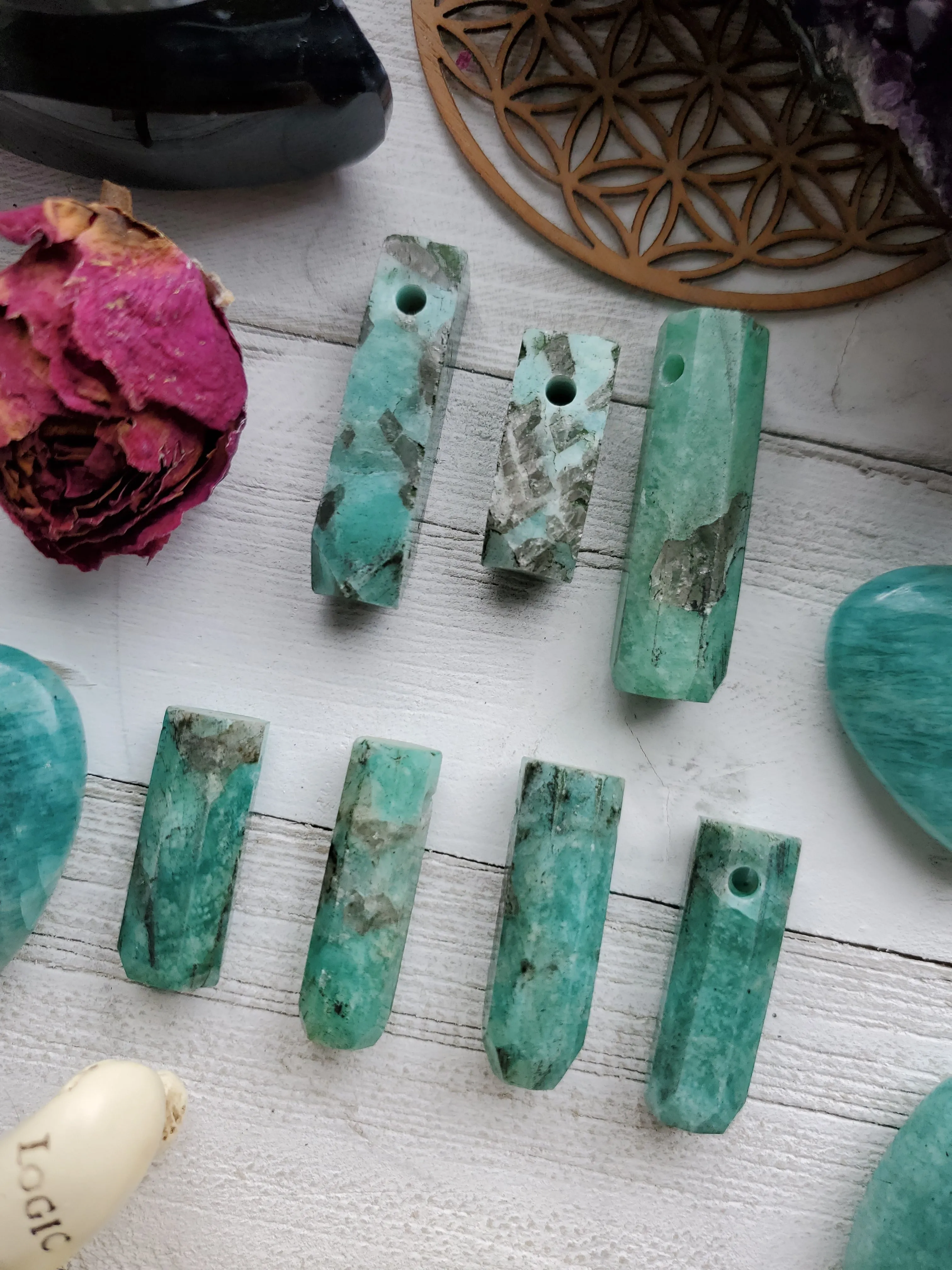 Natural Amazonite Smokey Quartz Pendants