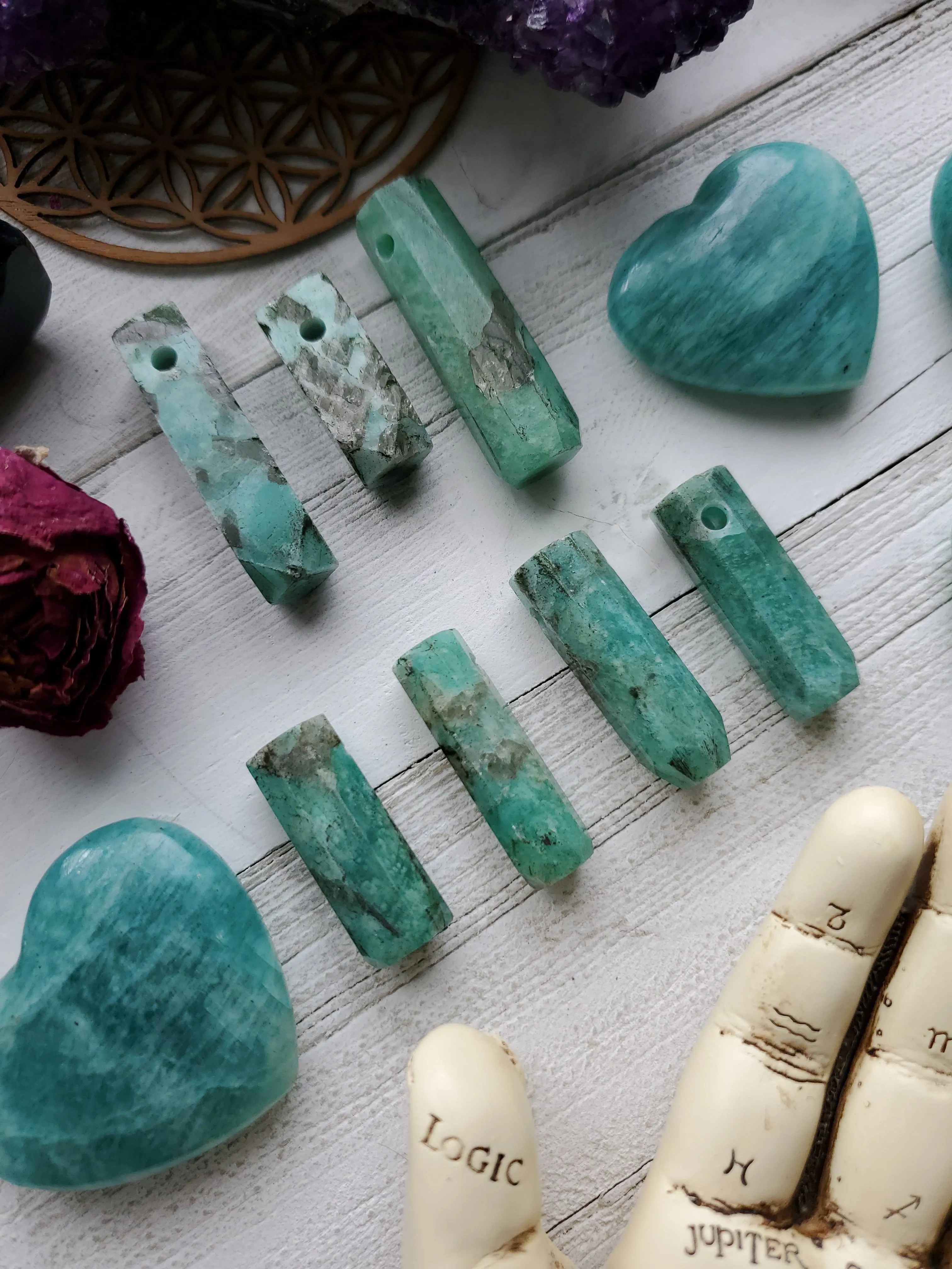 Natural Amazonite Smokey Quartz Pendants