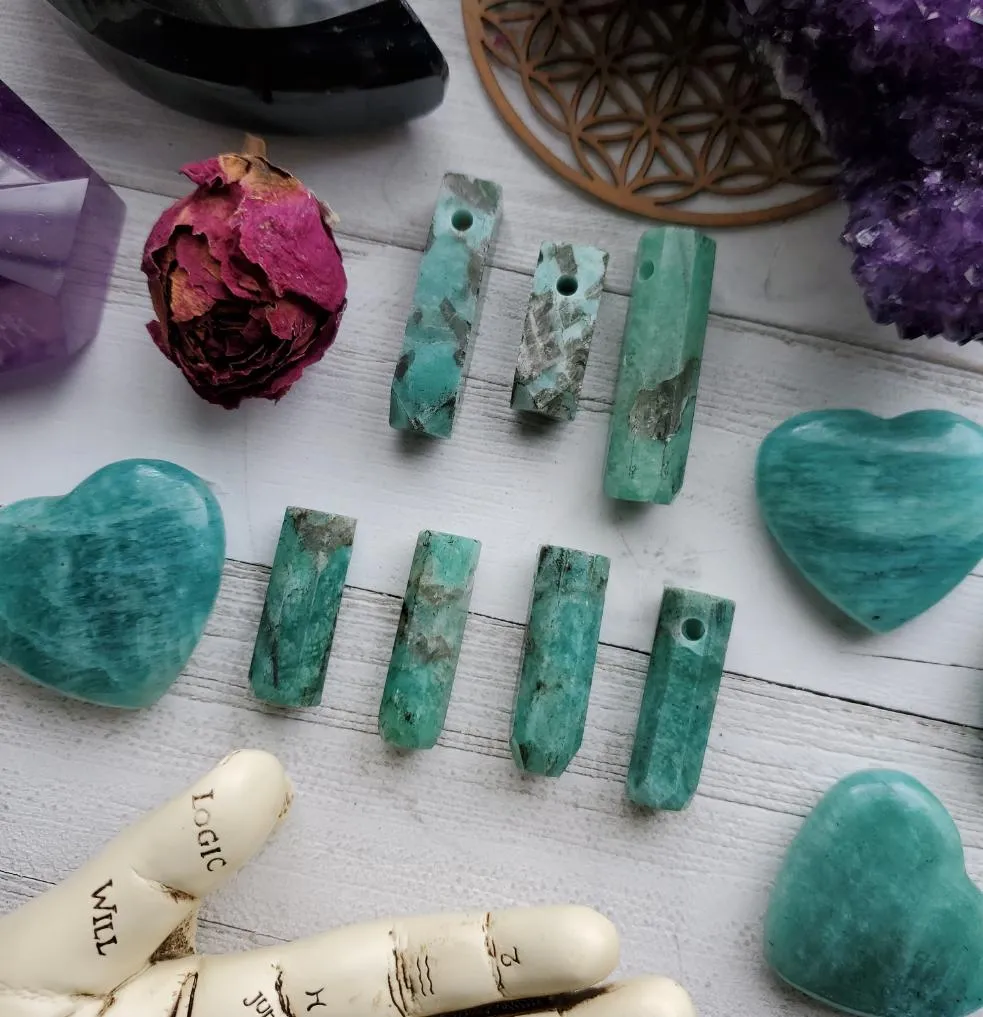 Natural Amazonite Smokey Quartz Pendants