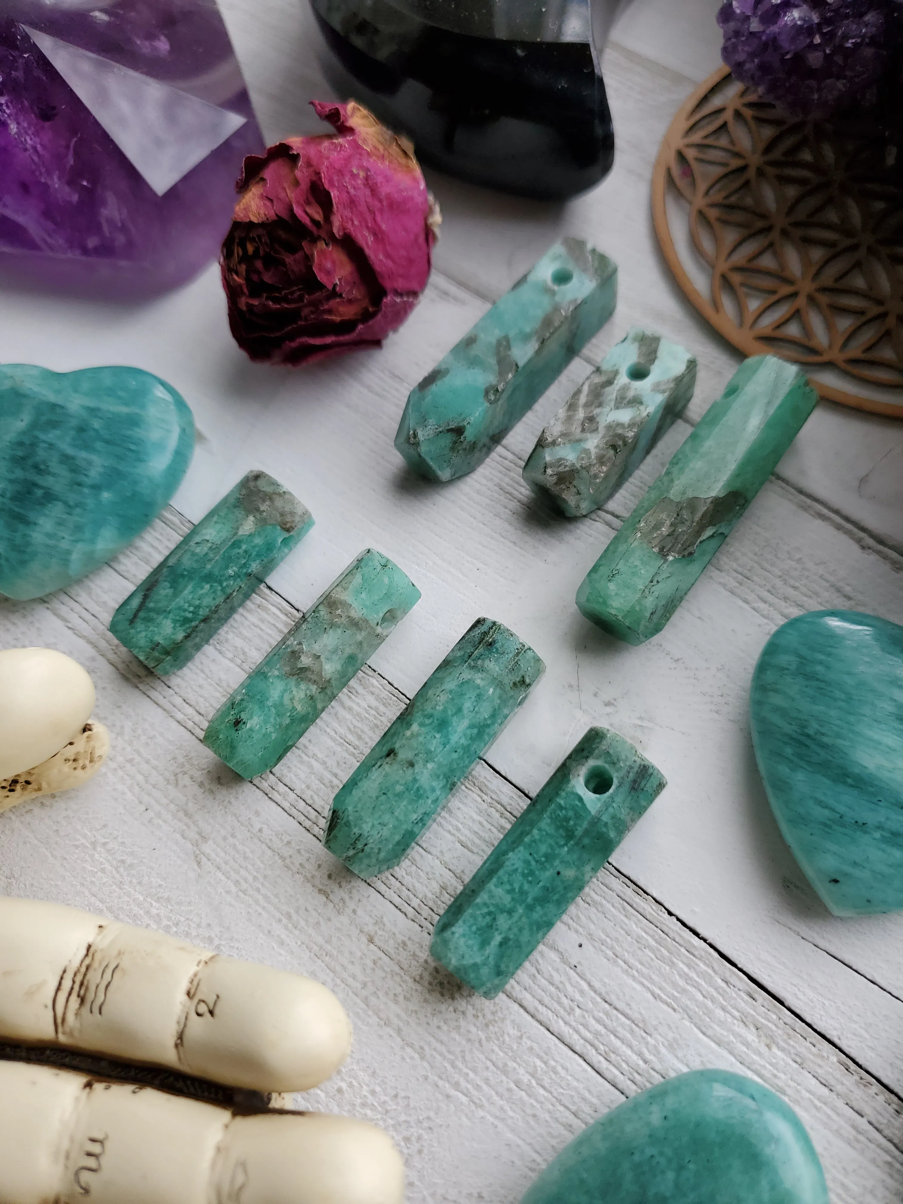 Natural Amazonite Smokey Quartz Pendants