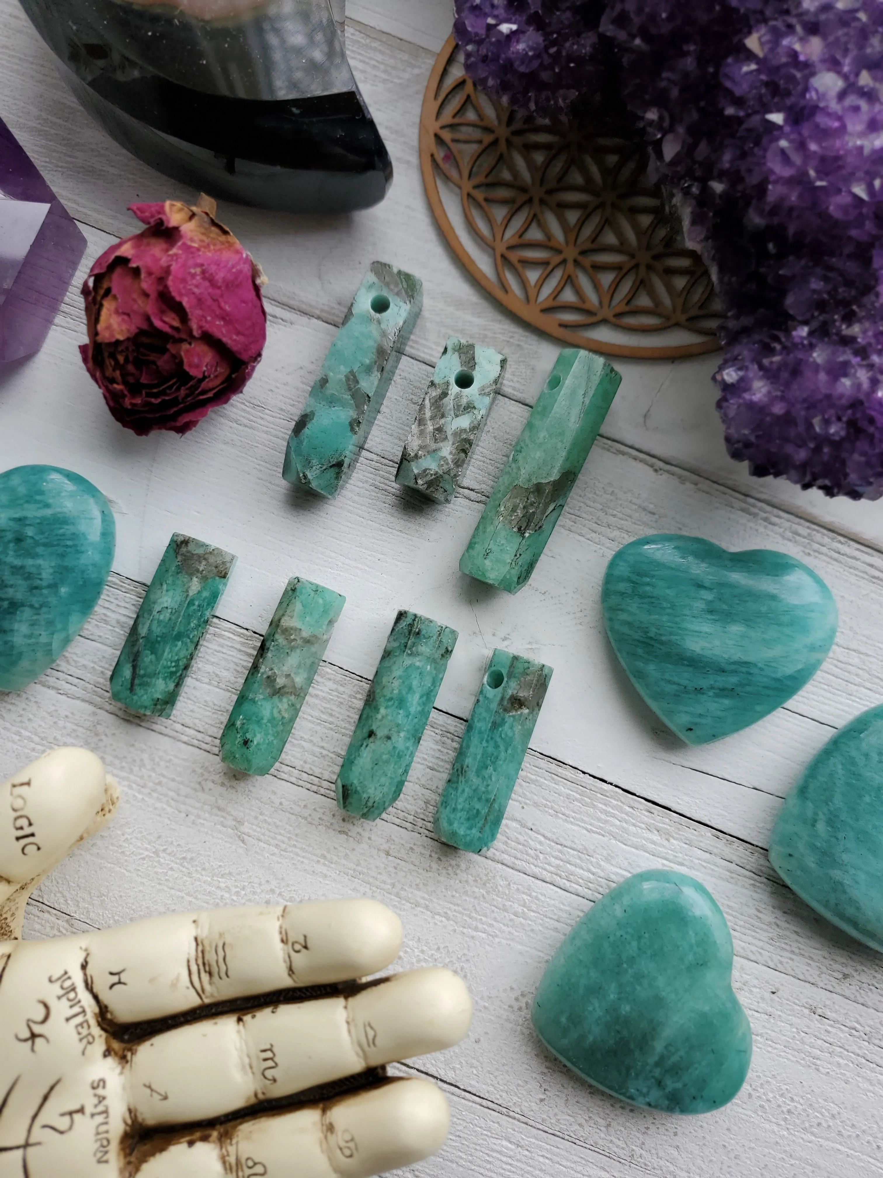 Natural Amazonite Smokey Quartz Pendants