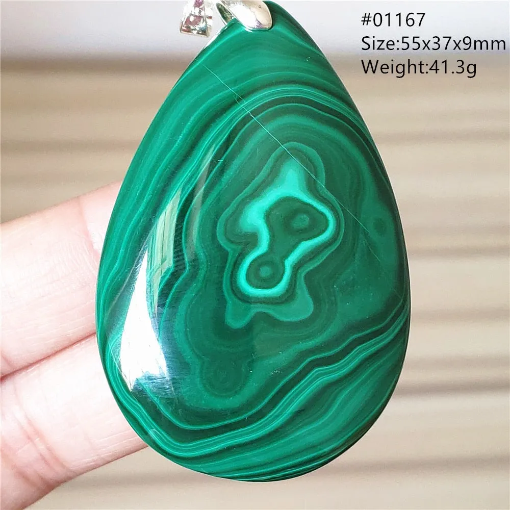 Natural Green Malachite Chrysocolla Bead Pendant Women Men Malachite Pendant Necklace Fashion Jewelry Gemstone AAAAAA