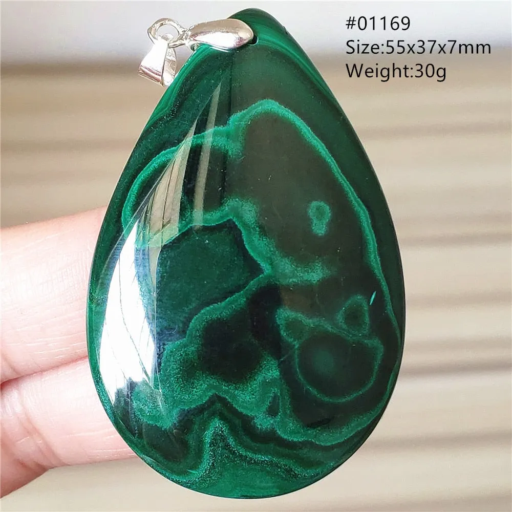 Natural Green Malachite Chrysocolla Bead Pendant Women Men Malachite Pendant Necklace Fashion Jewelry Gemstone AAAAAA