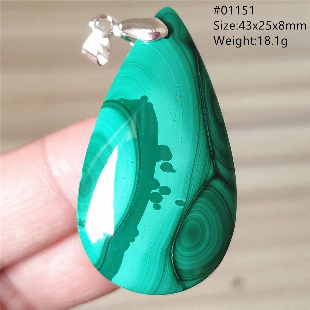 Natural Green Malachite Chrysocolla Bead Pendant Women Men Malachite Pendant Necklace Fashion Jewelry Gemstone AAAAAA