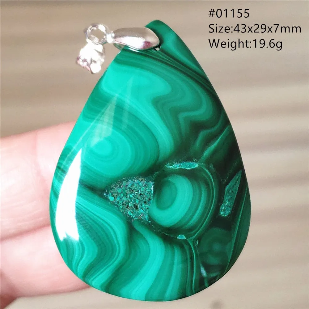 Natural Green Malachite Chrysocolla Bead Pendant Women Men Malachite Pendant Necklace Fashion Jewelry Gemstone AAAAAA