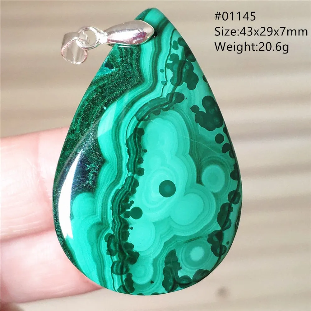 Natural Green Malachite Chrysocolla Bead Pendant Women Men Malachite Pendant Necklace Fashion Jewelry Gemstone AAAAAA