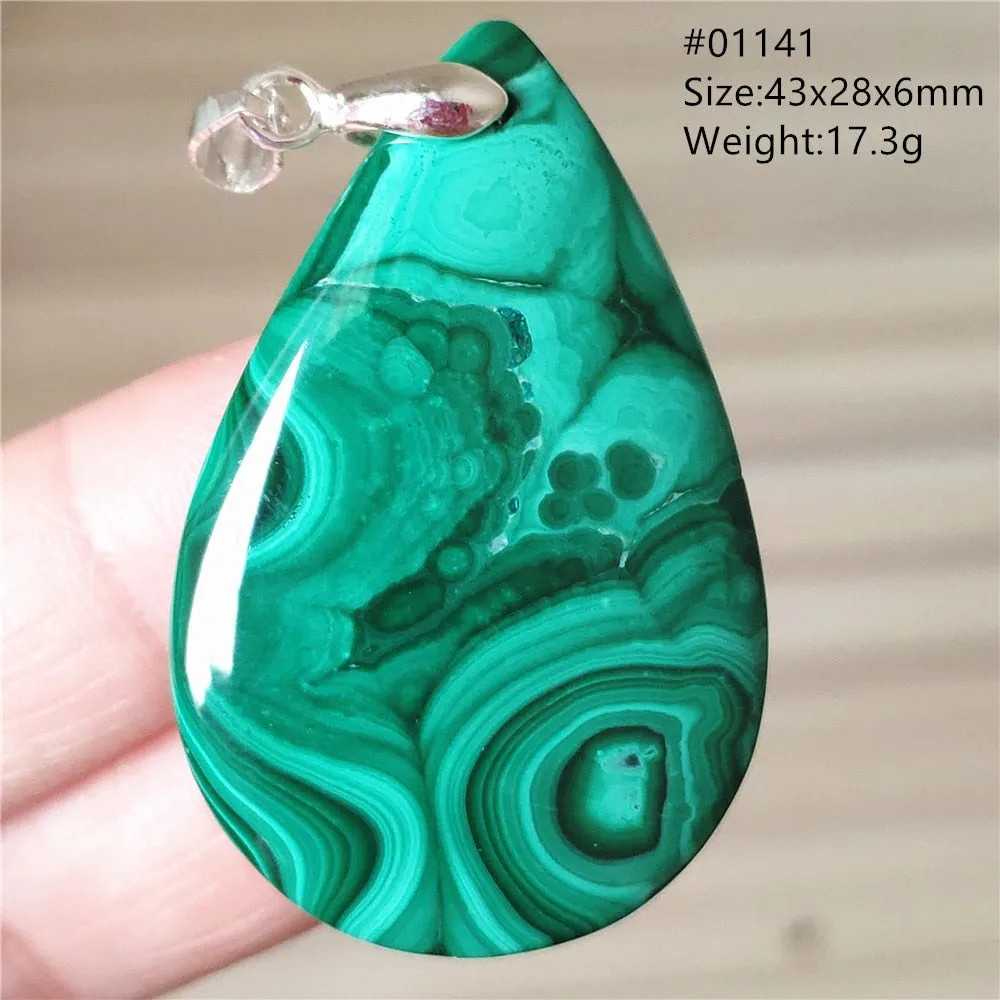Natural Green Malachite Chrysocolla Bead Pendant Women Men Malachite Pendant Necklace Fashion Jewelry Gemstone AAAAAA