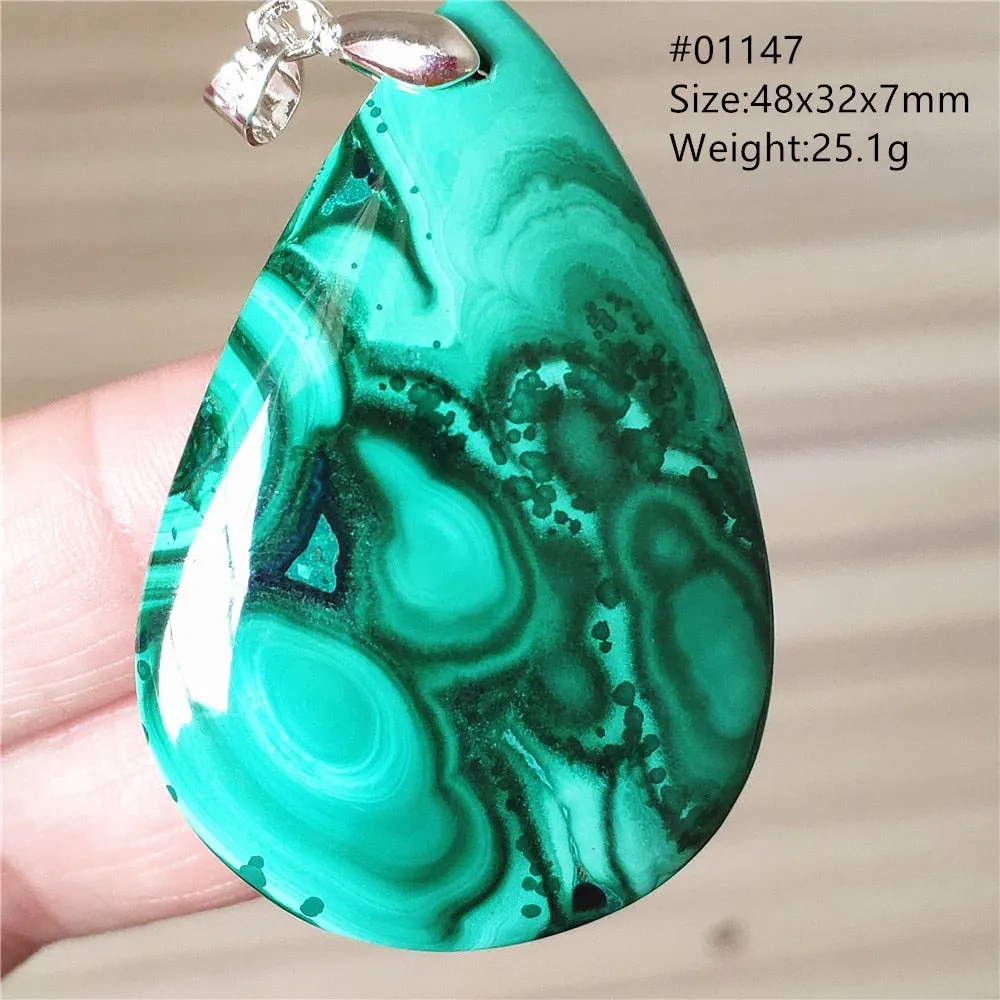 Natural Green Malachite Chrysocolla Bead Pendant Women Men Malachite Pendant Necklace Fashion Jewelry Gemstone AAAAAA