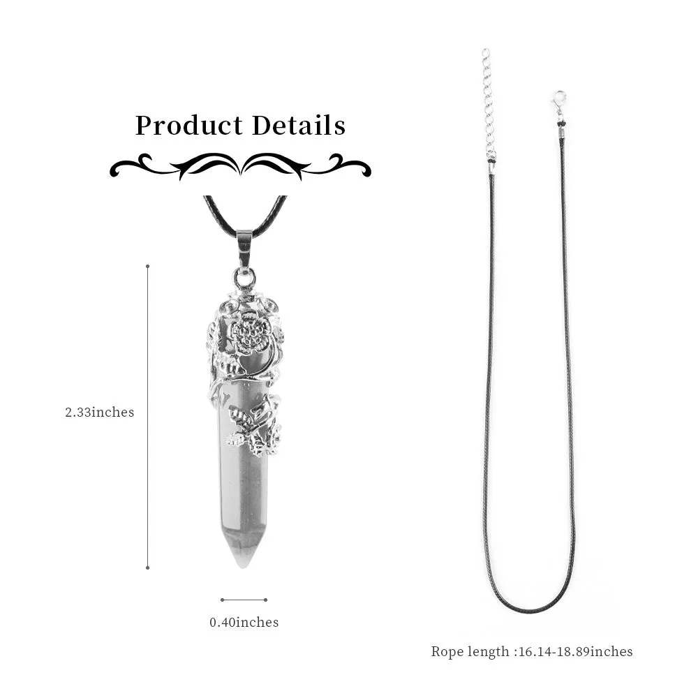 Natural Healing Flower Wrapped Crystal Pendant