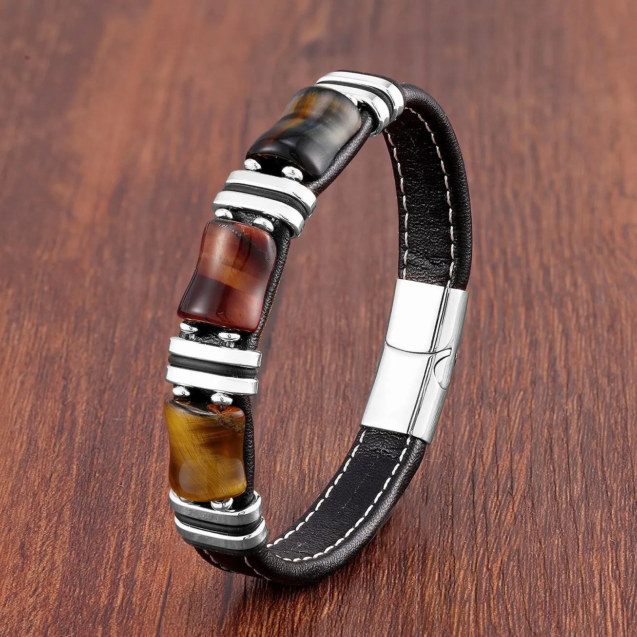 Natural Stone, Tiger Eye Men Bracelet