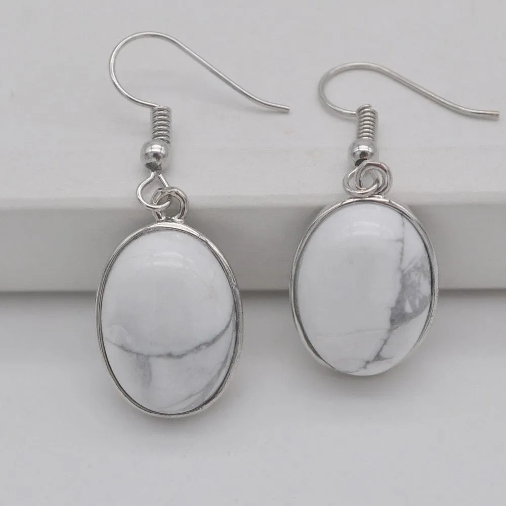 Natural Stones Oval Drop Earrings