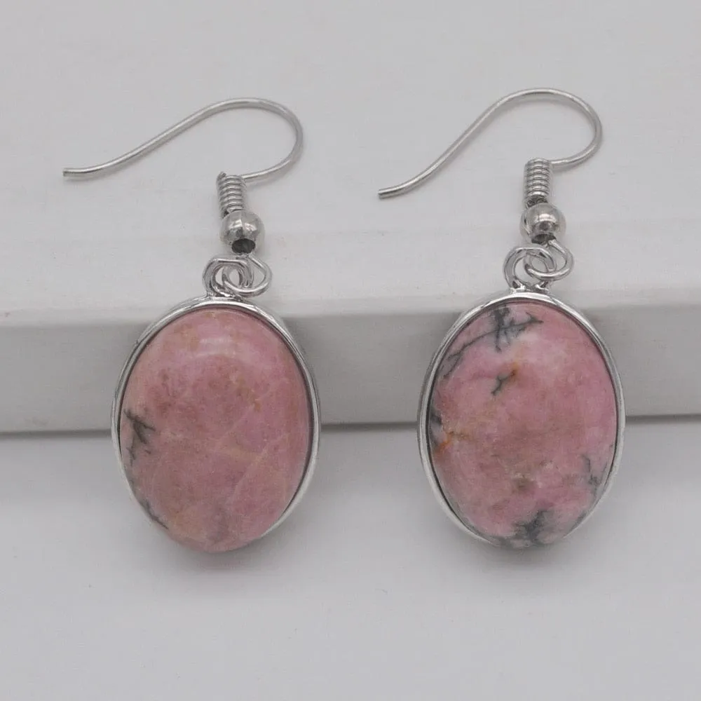 Natural Stones Oval Drop Earrings