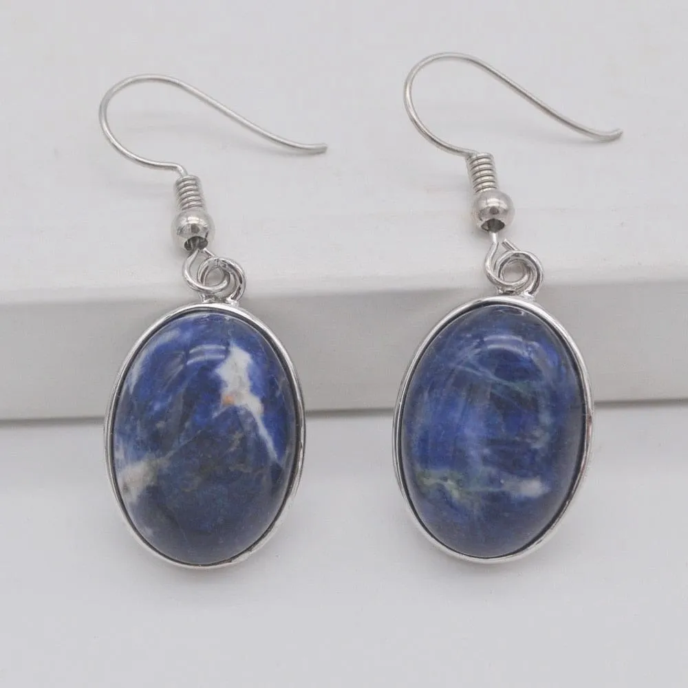 Natural Stones Oval Drop Earrings