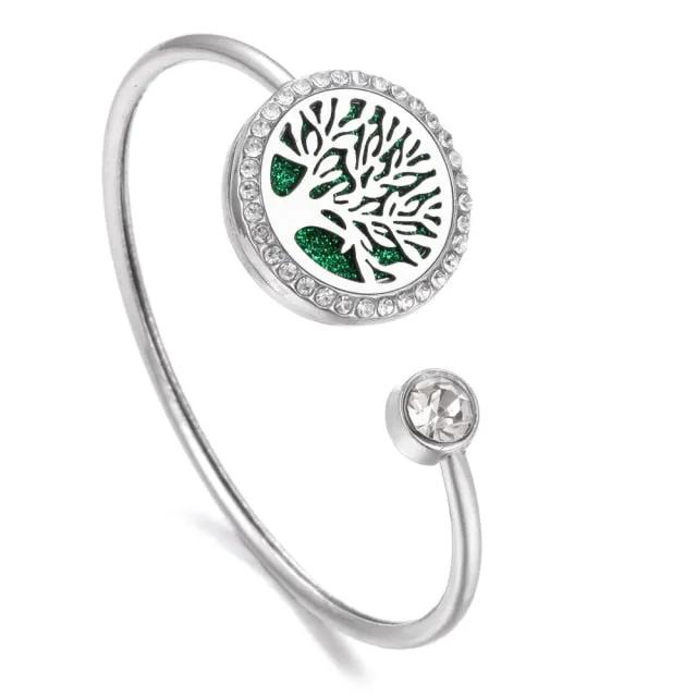 New Aromatherapy Bracelet Stainless Steel Aroma Diffuser Lockets Perfume Essential Oil Diffuser Bracelet Tree of Life Bracelets