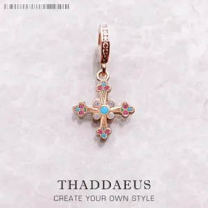 New Arrival Victorian Cross Dangle Charm Pendants For Women Sterling Silver Regal Colours Christian Jewellery