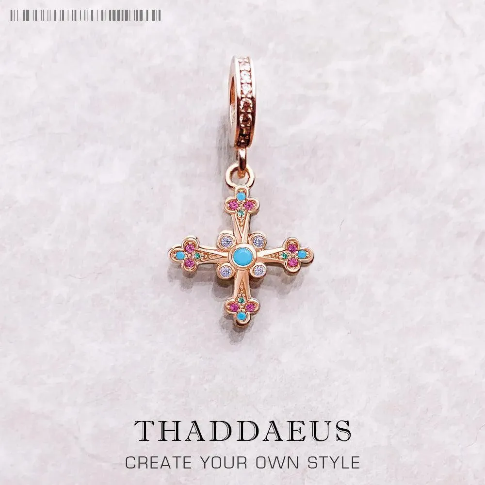 New Arrival Victorian Cross Dangle Charm Pendants For Women Sterling Silver Regal Colours Christian Jewellery
