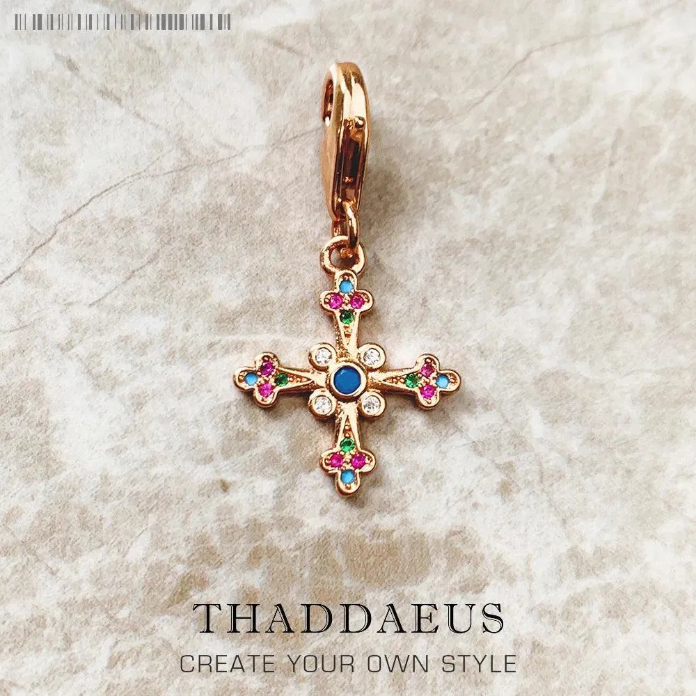 New Arrival Victorian Cross Dangle Charm Pendants For Women Sterling Silver Regal Colours Christian Jewellery