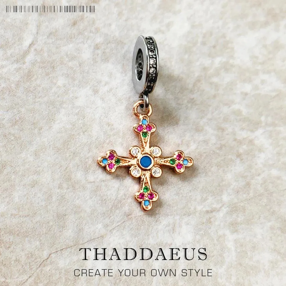 New Arrival Victorian Cross Dangle Charm Pendants For Women Sterling Silver Regal Colours Christian Jewellery
