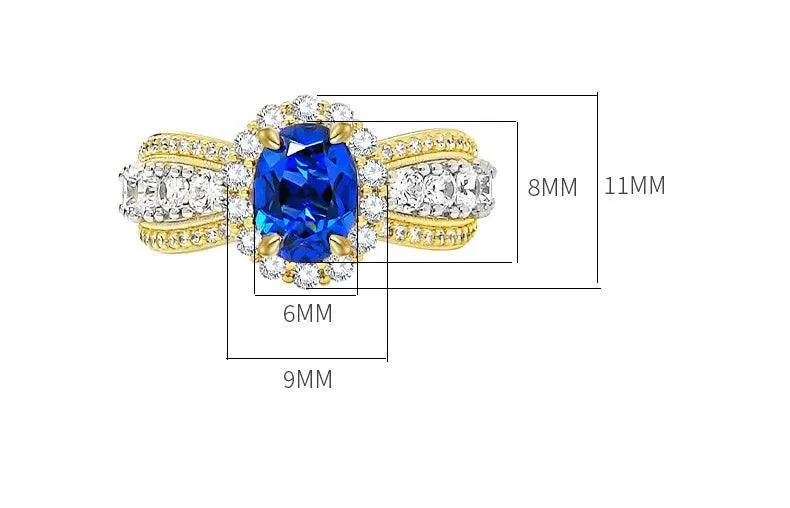 New Egg Shaped Blue Treasure Ring Set with High Quality AAAAA High Carbon Diamonds, Elegant Design,  Fine Rings