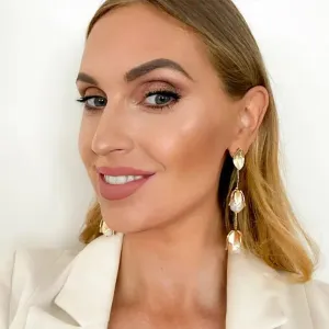 Nicholls Leaf and Pearl Bud Drop Earrings-Gold Nicholls Leaf and Pearl Bud Drop Earrings-Gold