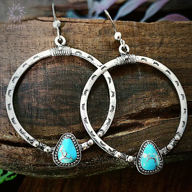 Ocean Energy Turquoises Hoop Earrings