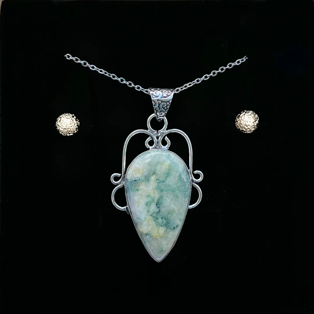 OCEAN JASPER BRIDGERTON INSPIRED PENDANT ONLY - FREE CHAIN & EARRINGS