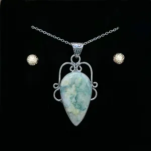 OCEAN JASPER BRIDGERTON INSPIRED PENDANT ONLY - FREE CHAIN & EARRINGS