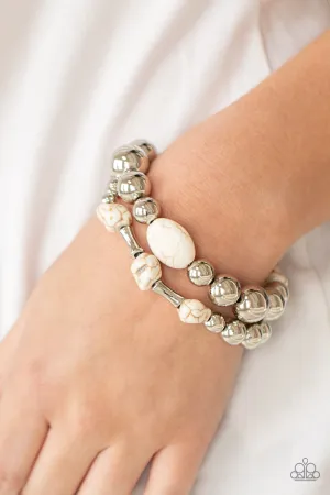 Open Door Jewelry - Authentically Artisan - White Bracelet - Paparazzi Accessories
