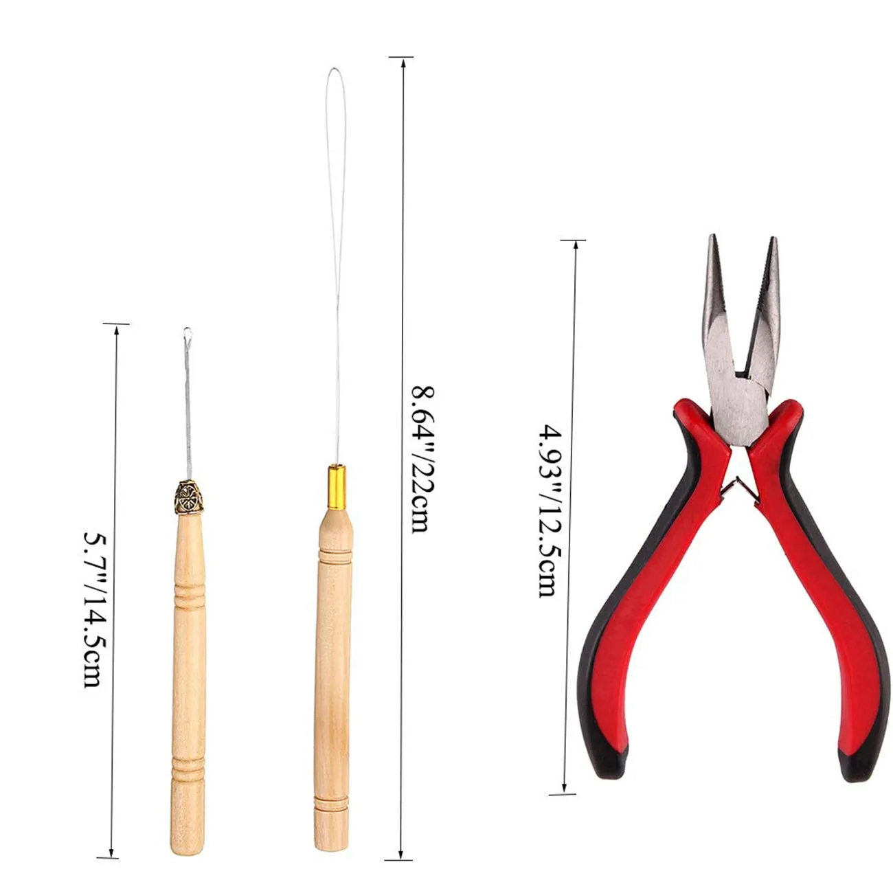 Orgrimmar Hair Extension Tool Kit Hair Extension Remove Pliers Pulling Hook 500 PCS Micro Silicone Rings Bead Device Tool Kits for Professional Hair Styling Tools Accessory  (Brown)