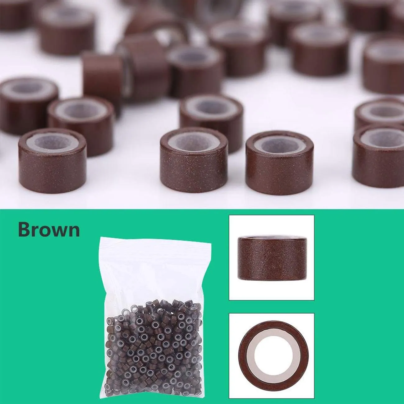 Orgrimmar Hair Extension Tool Kit Hair Extension Remove Pliers Pulling Hook 500 PCS Micro Silicone Rings Bead Device Tool Kits for Professional Hair Styling Tools Accessory  (Brown)