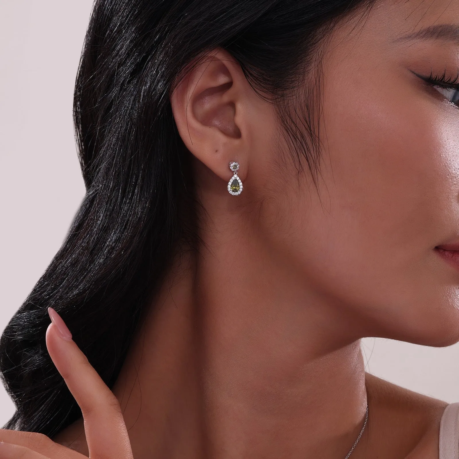 Oval Halo Drop Earrings E0590GNP00