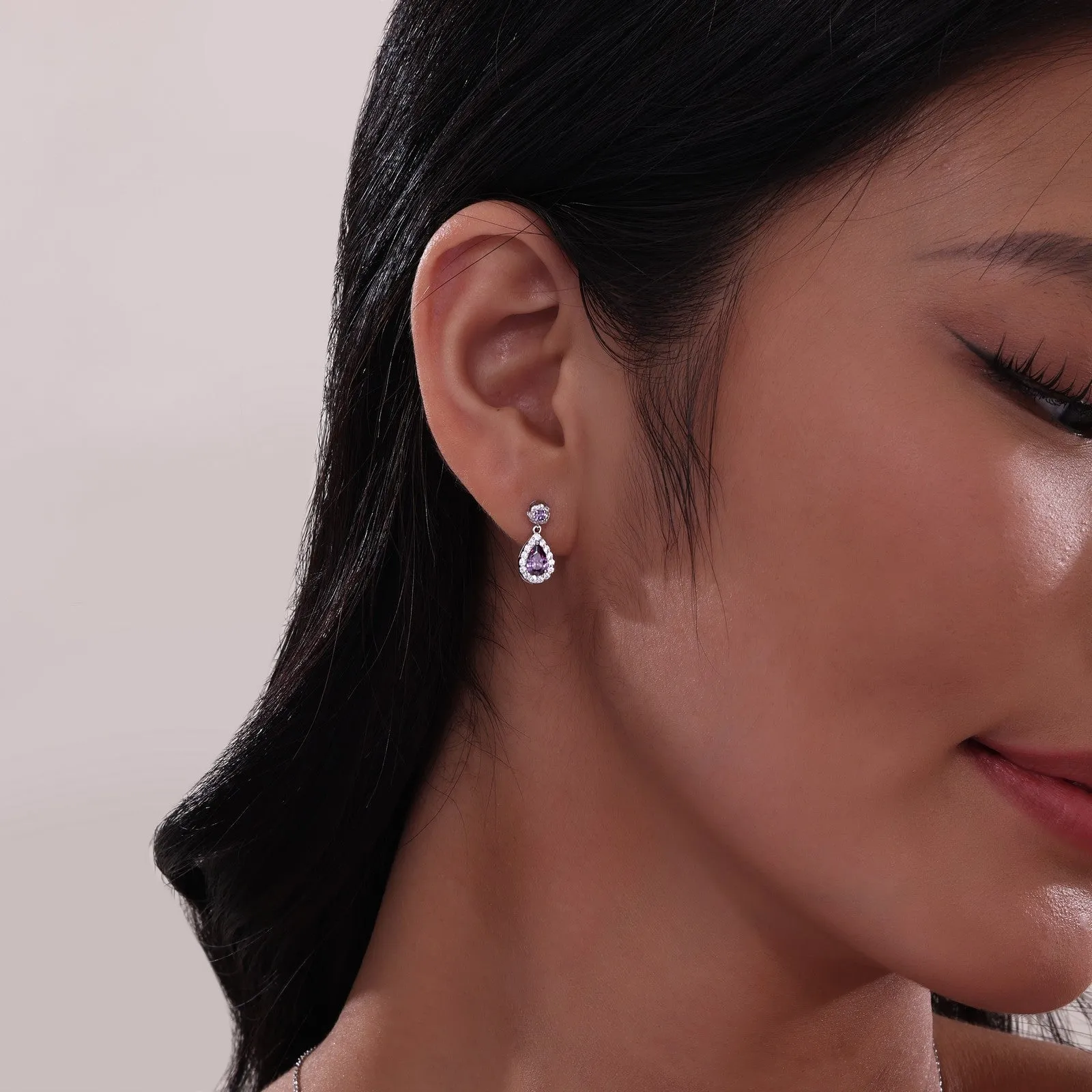 Oval Halo Drop Earrings E0590GNP00