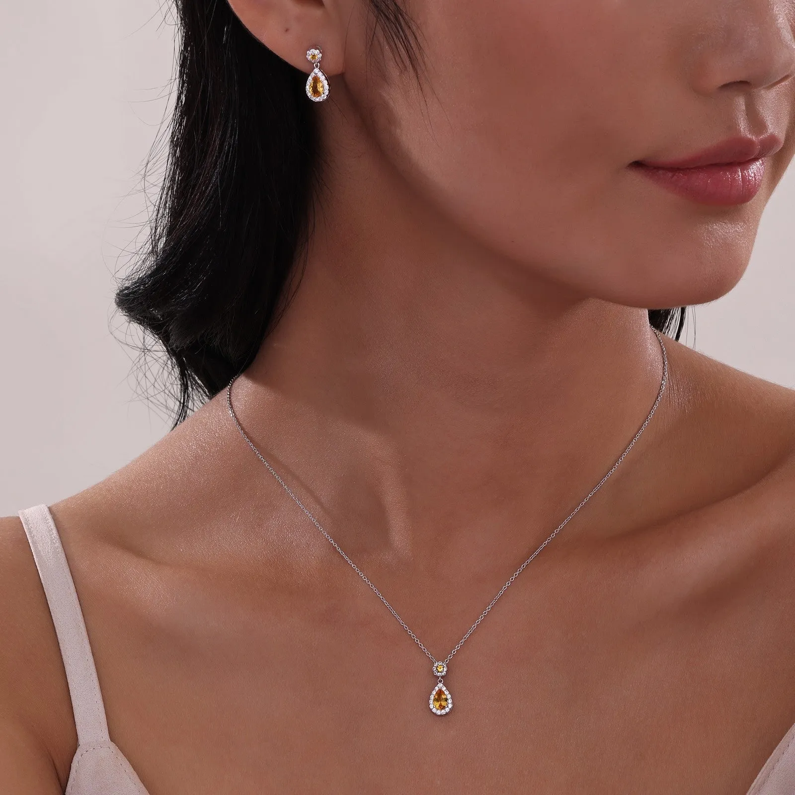 Oval Halo Drop Earrings E0590GNP00