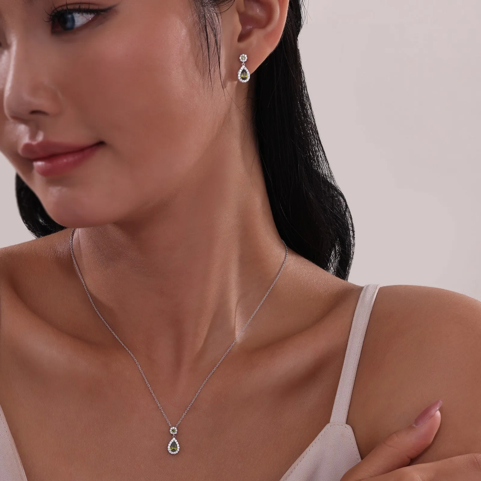 Oval Halo Drop Earrings E0590GNP00