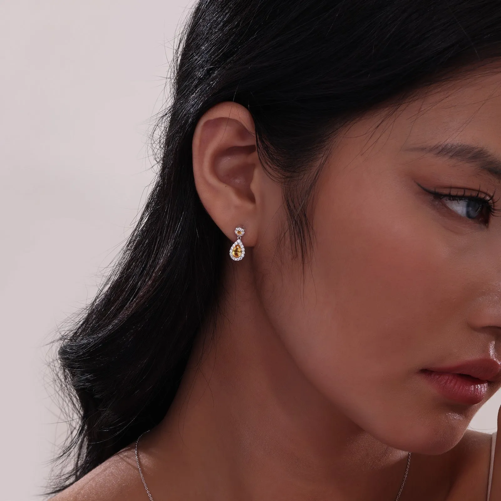 Oval Halo Drop Earrings E0590GNP00