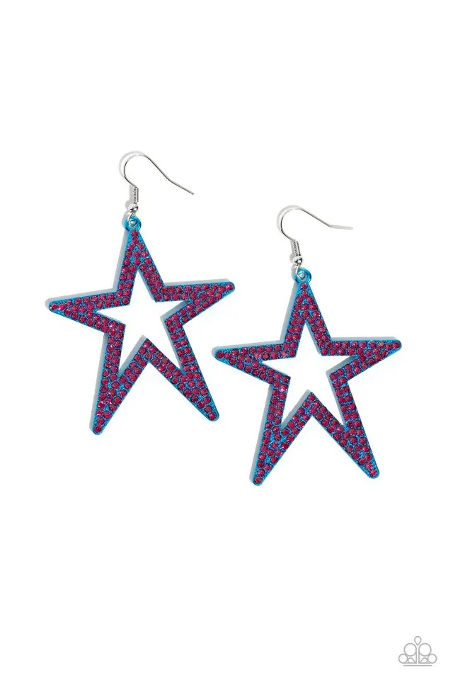 Paparazzi Earring ~ Rockstar Energy - Blue