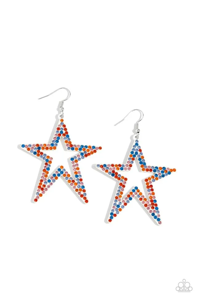 Paparazzi Earring ~ Rockstar Energy - White