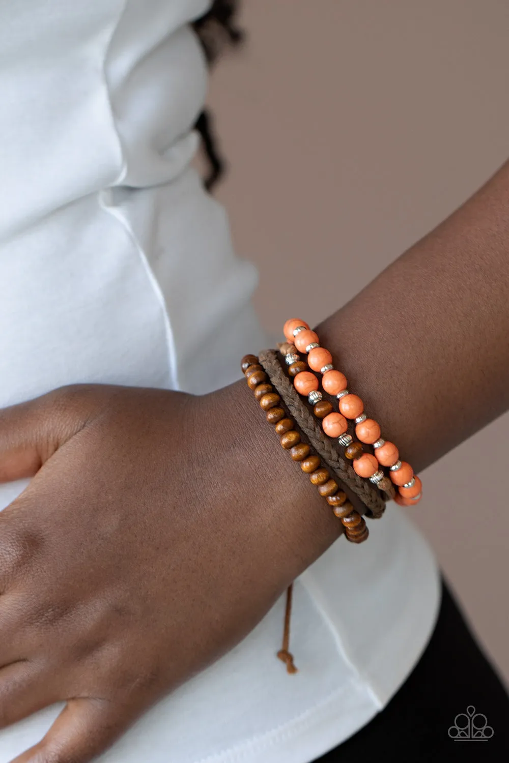 Paparazzi Renewable Energy Orange Sliding Knot Bracelet - P9SE-UROG-142XX