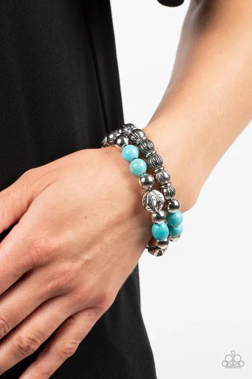 Paparazzi Sagebrush Saga Blue Stretch Bracelet - P9SE-BLXX-422XX