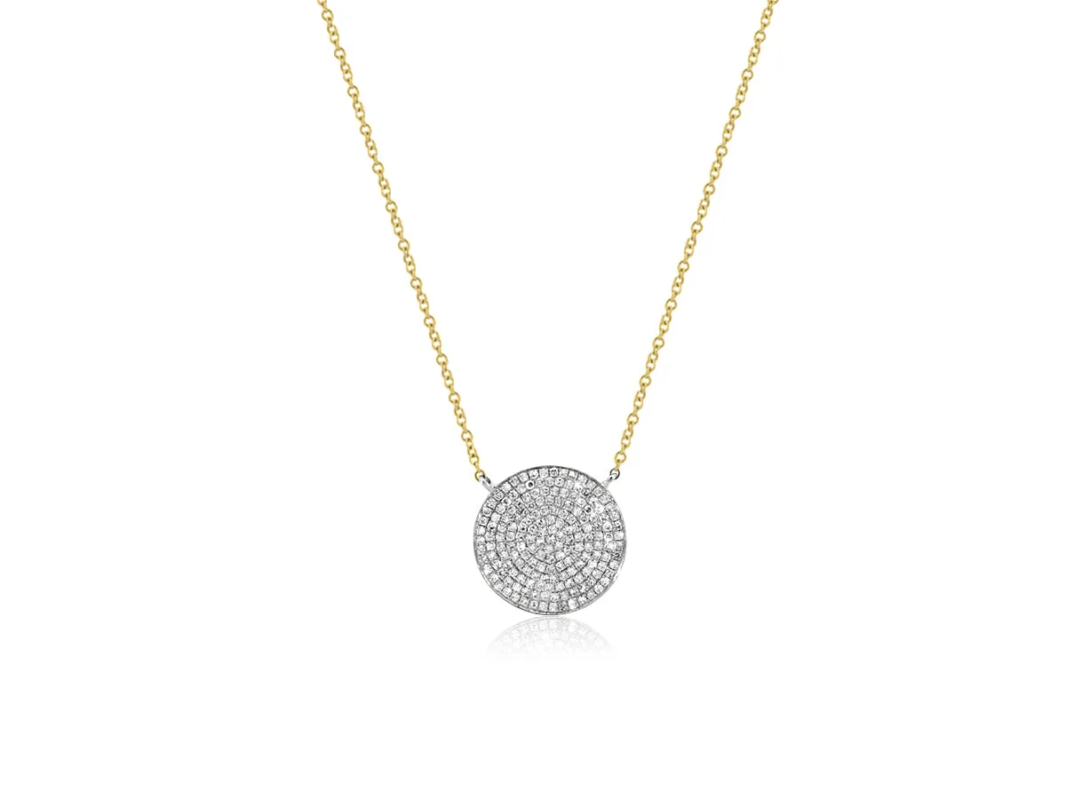 Pave Diamond Disc Necklace