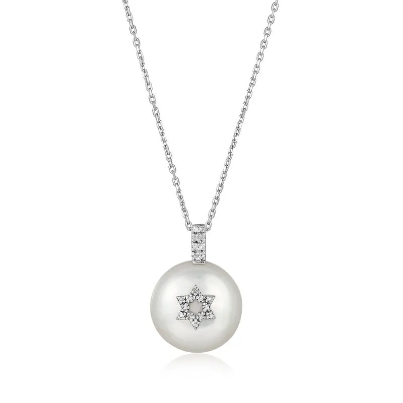 Pearl with Jewish Star Necklace
