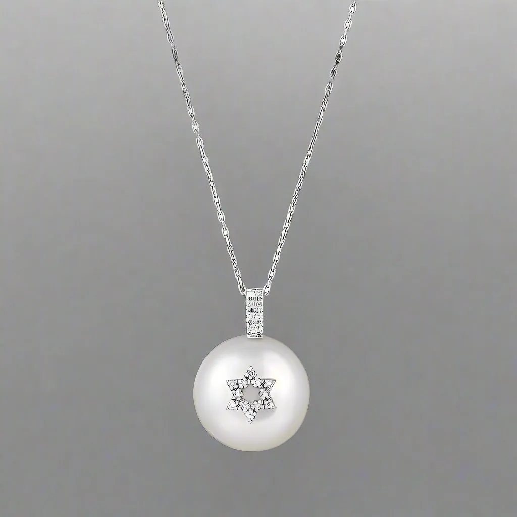 Pearl with Jewish Star Necklace