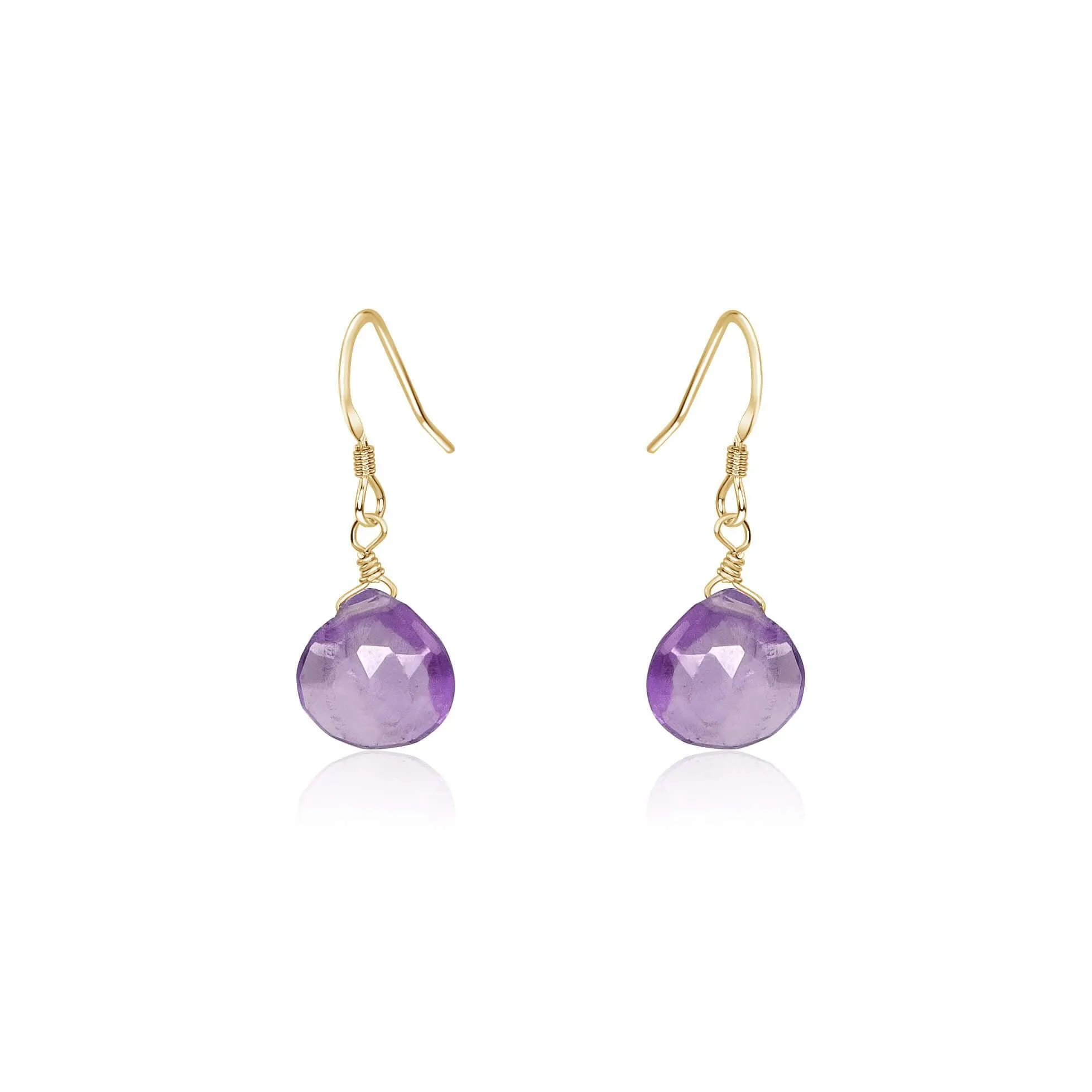 Pink Amethyst Gemstone Teardrop Dangle Earrings