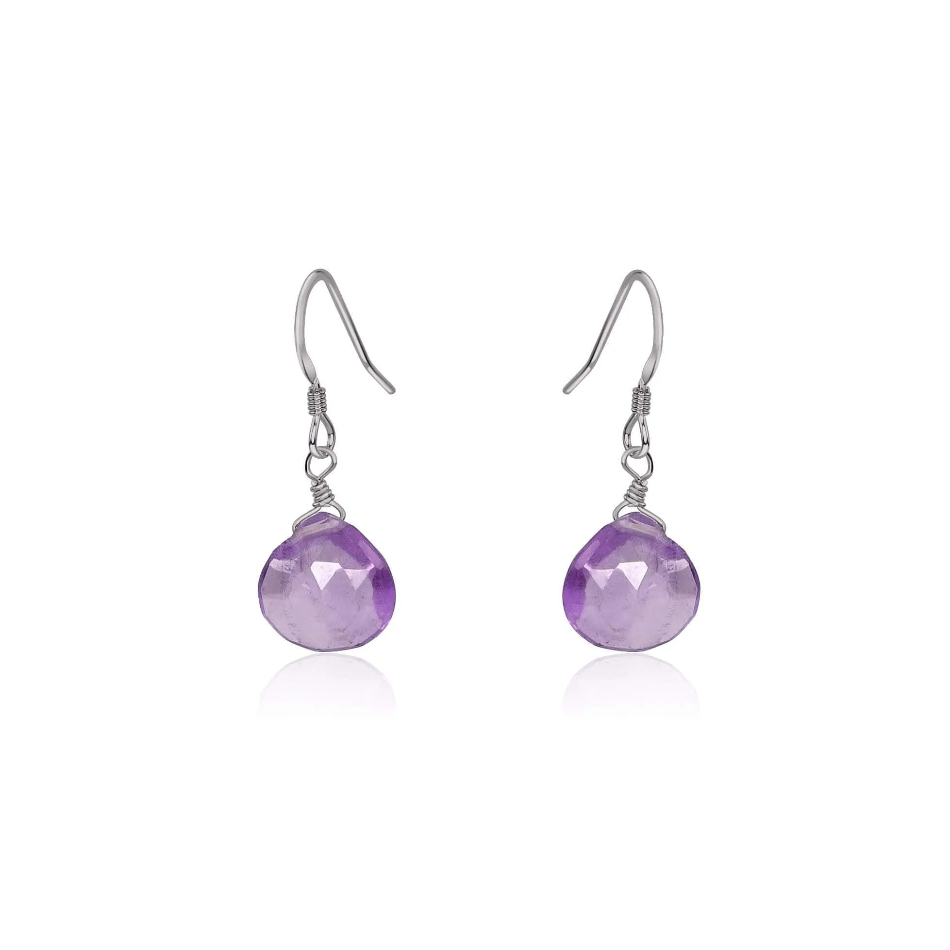 Pink Amethyst Gemstone Teardrop Dangle Earrings