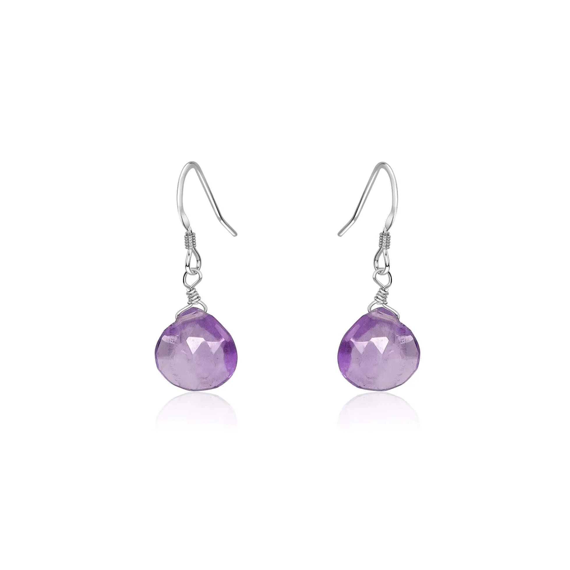 Pink Amethyst Gemstone Teardrop Dangle Earrings