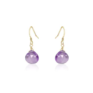 Pink Amethyst Gemstone Teardrop Dangle Earrings