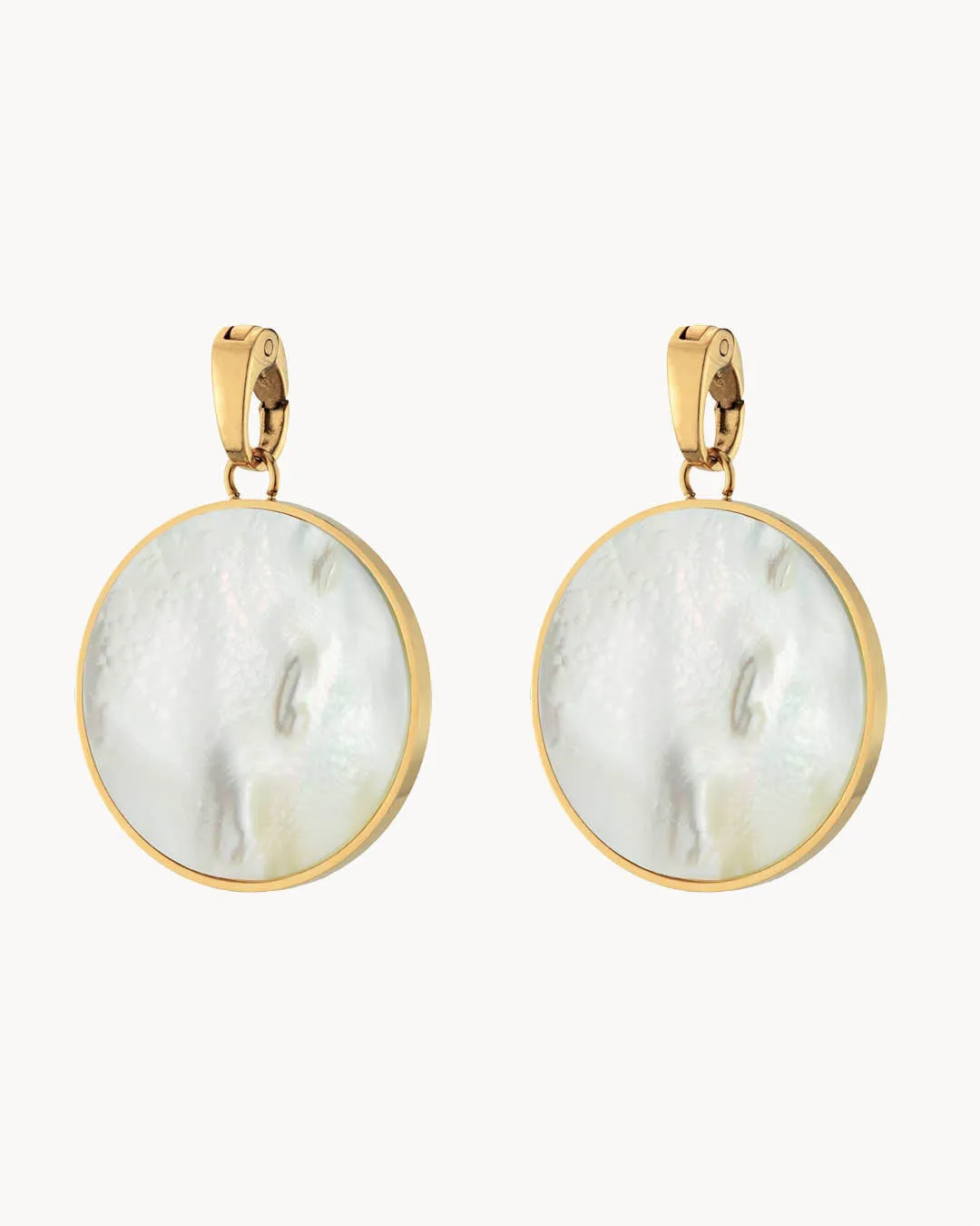 Protection Stone Mother Pearl Statement Earring Pendants, Gold