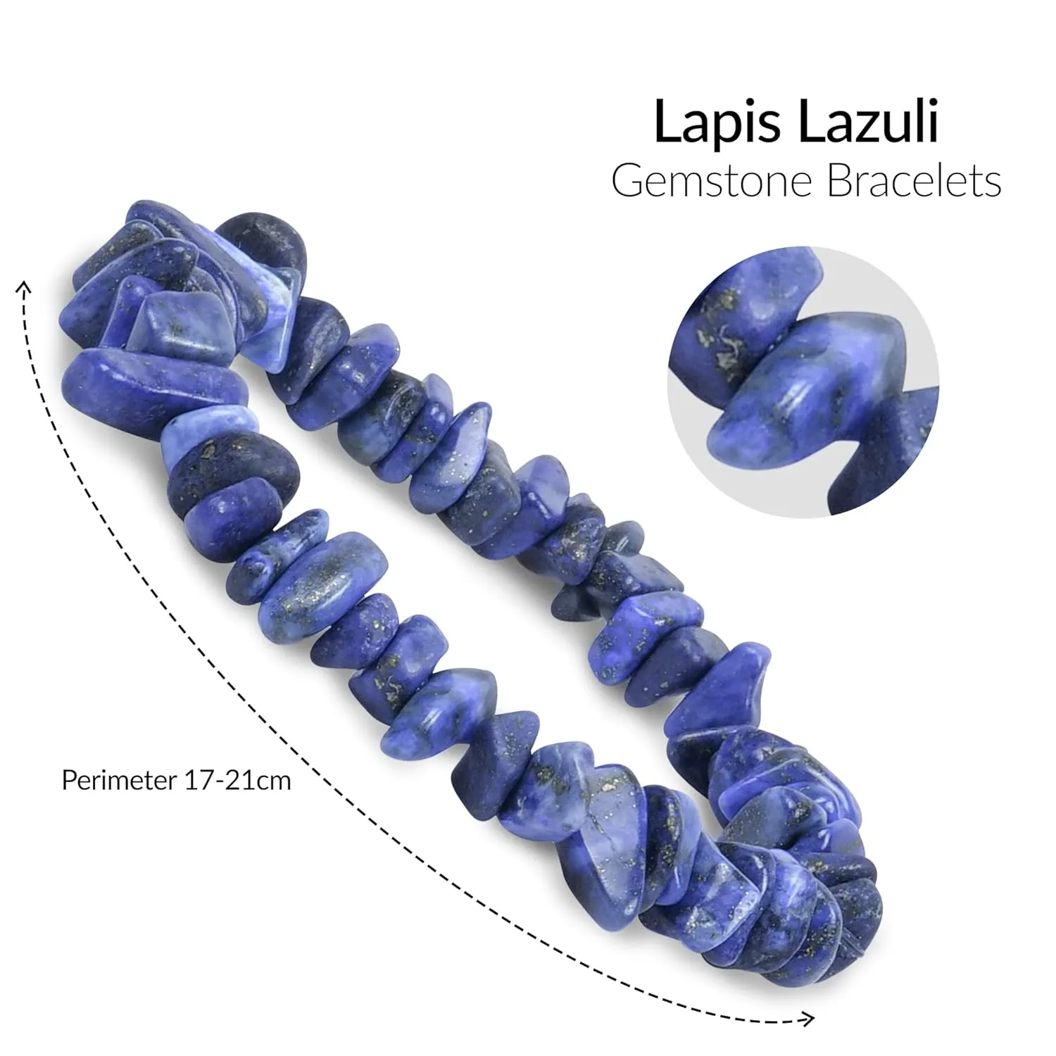 PYOR Lapis Lazuli Stone Bracelet Beads Bracelets Reiki Healing Natural Gemstones Crystals Bead Jewelry Positive Crystals Chakra Crystal Wealth Prosperity Good Luck Charm Gems Energy Generator Gifts