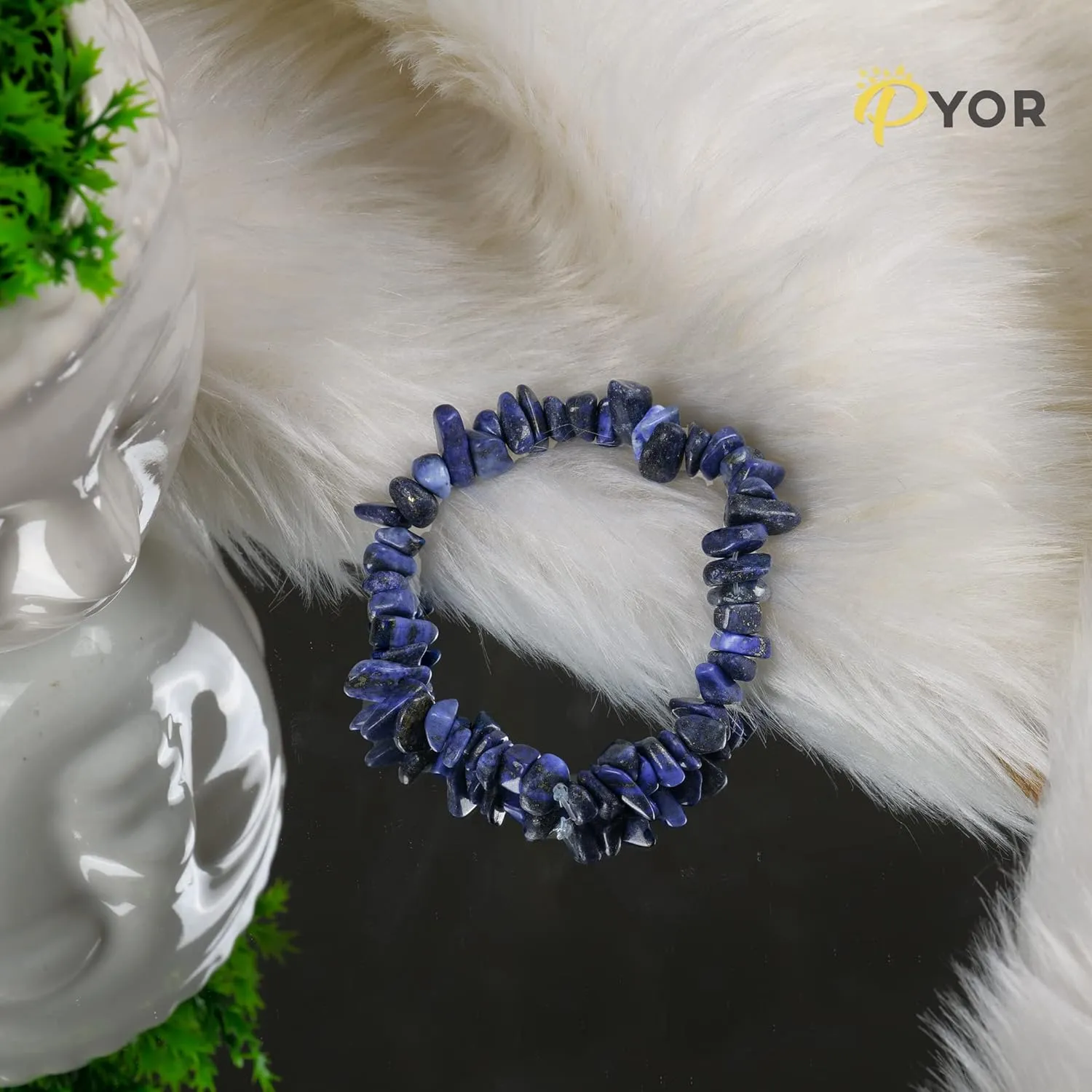 PYOR Lapis Lazuli Stone Bracelet Beads Bracelets Reiki Healing Natural Gemstones Crystals Bead Jewelry Positive Crystals Chakra Crystal Wealth Prosperity Good Luck Charm Gems Energy Generator Gifts