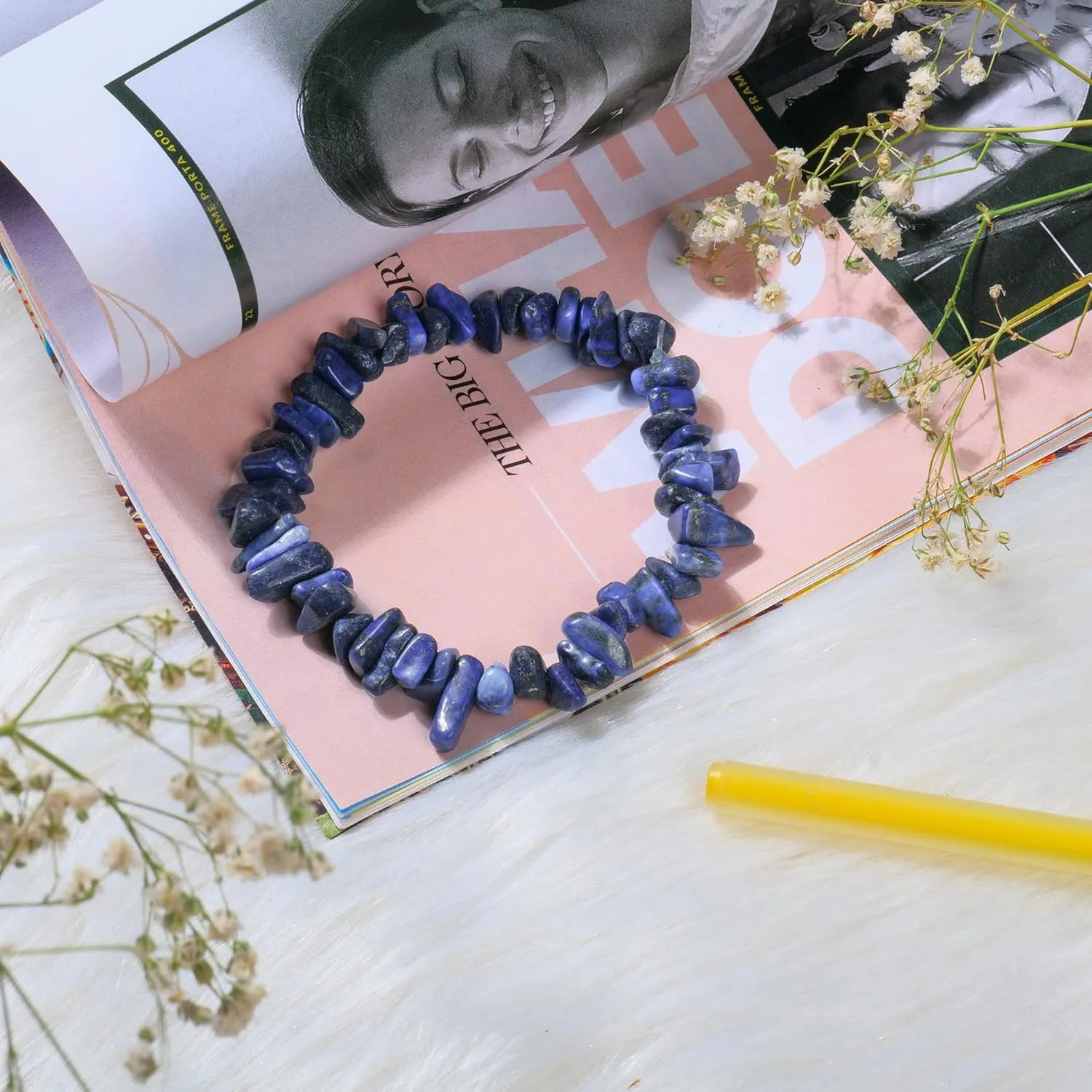 PYOR Lapis Lazuli Stone Bracelet Beads Bracelets Reiki Healing Natural Gemstones Crystals Bead Jewelry Positive Crystals Chakra Crystal Wealth Prosperity Good Luck Charm Gems Energy Generator Gifts